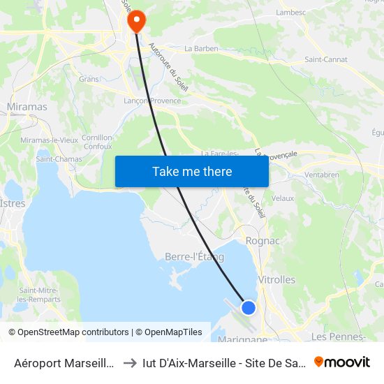 Aéroport Marseille-Provence to Iut D'Aix-Marseille - Site De Salon De Provence map