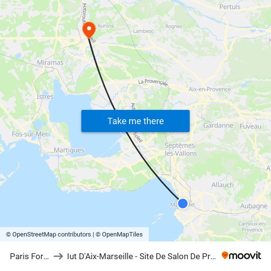 Paris Forbin to Iut D'Aix-Marseille - Site De Salon De Provence map