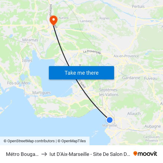 Métro Bougainville to Iut D'Aix-Marseille - Site De Salon De Provence map