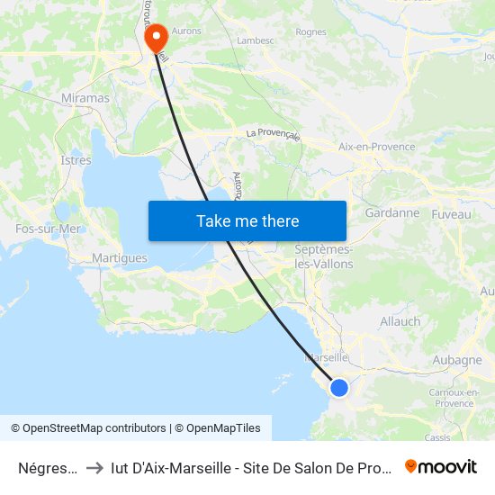 Négresko to Iut D'Aix-Marseille - Site De Salon De Provence map