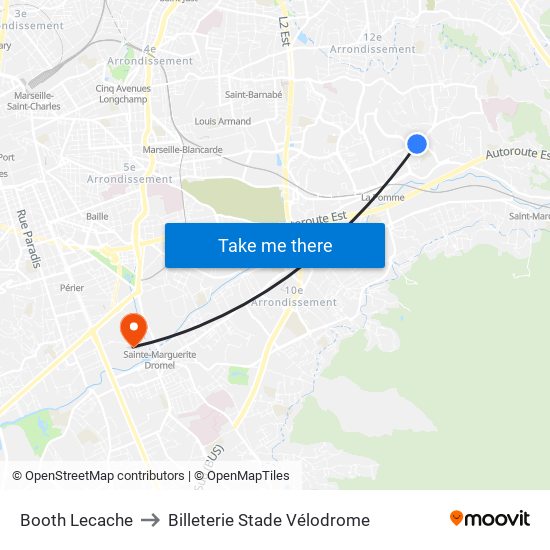 Booth Lecache to Billeterie Stade Vélodrome map