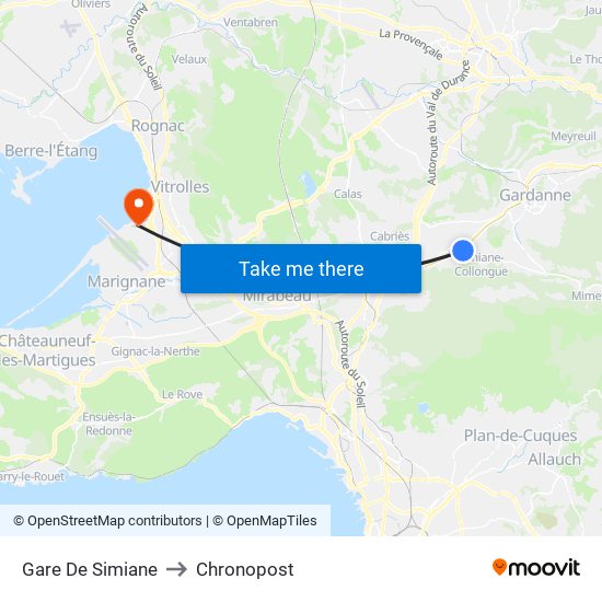 Gare De Simiane to Chronopost map