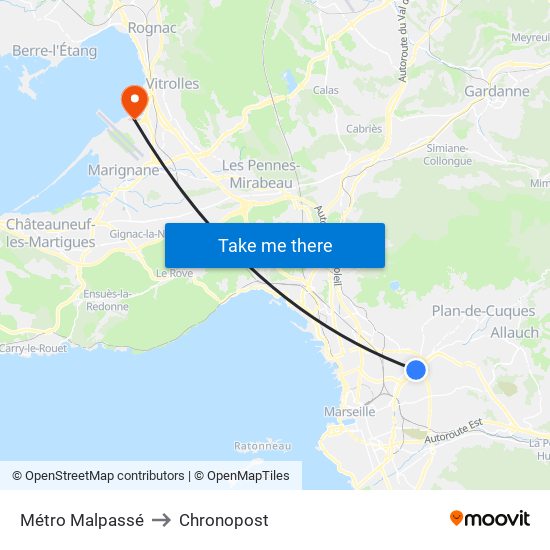 Métro Malpassé to Chronopost map