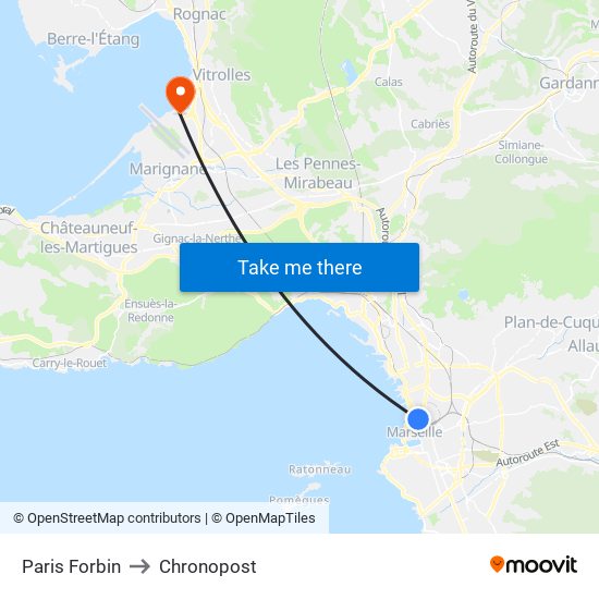 Paris Forbin to Chronopost map