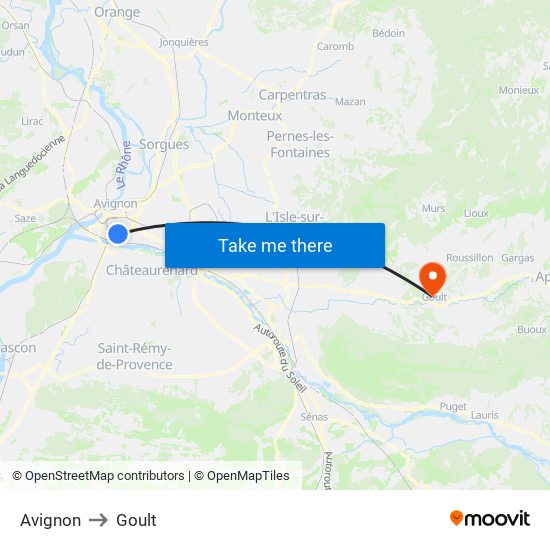 Avignon to Goult map