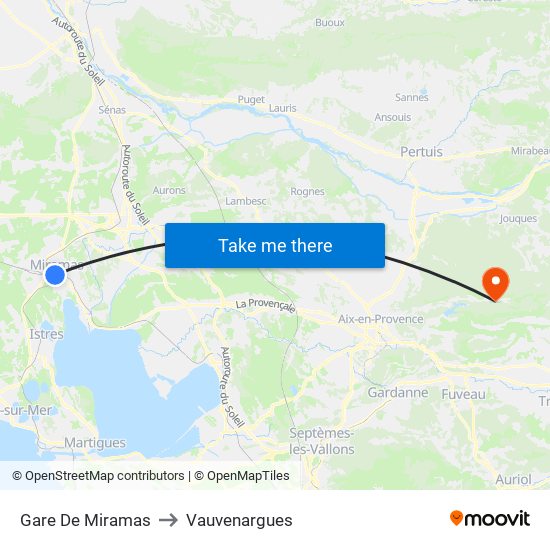 Gare De Miramas to Vauvenargues map