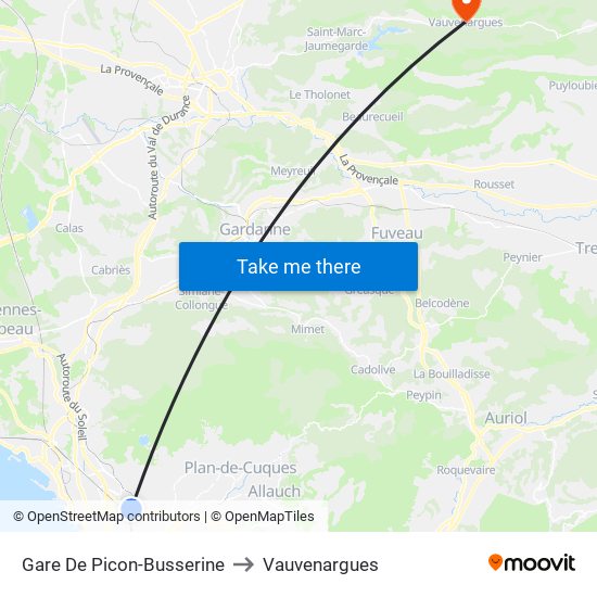 Gare De Picon-Busserine to Vauvenargues map