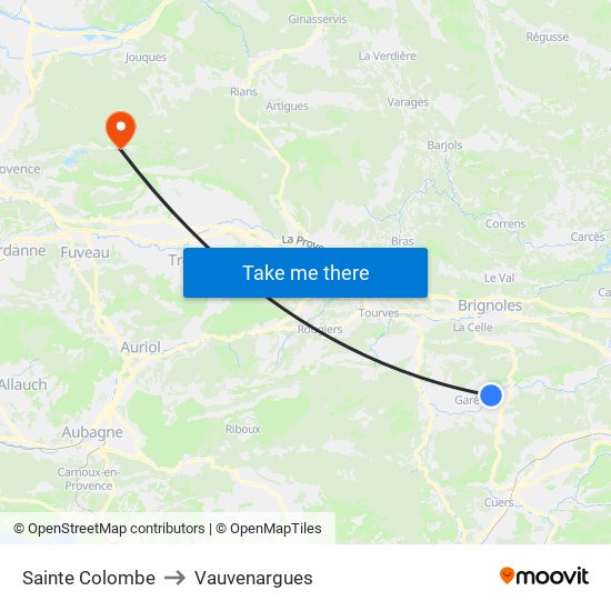 Sainte Colombe to Vauvenargues map