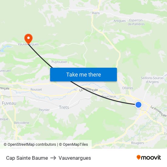 Cap Sainte Baume to Vauvenargues map