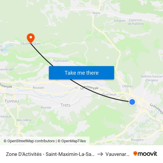 Zone D'Activités - Saint-Maximin-La-Sainte-Baume to Vauvenargues map