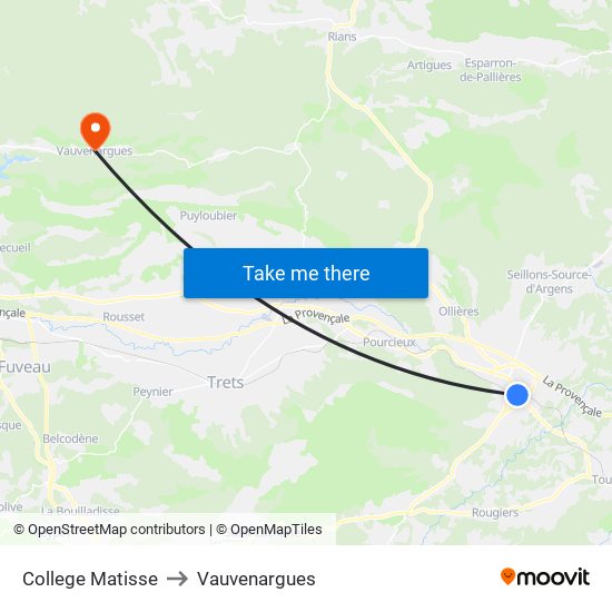 College Matisse to Vauvenargues map