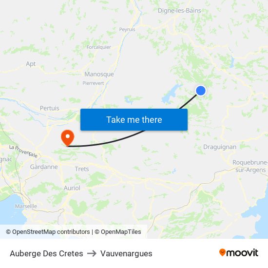 Auberge Des Cretes to Vauvenargues map