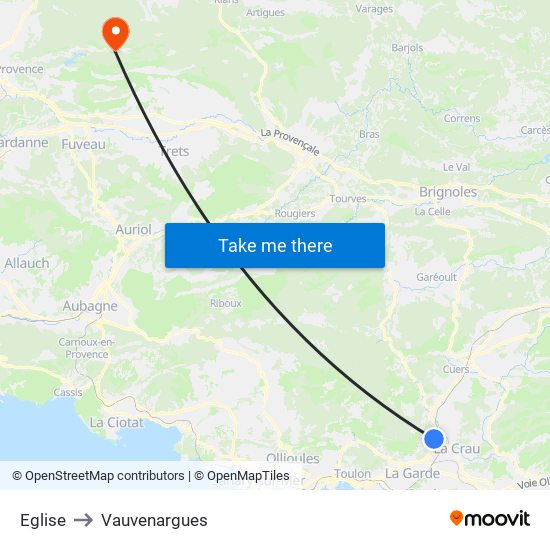 Eglise to Vauvenargues map