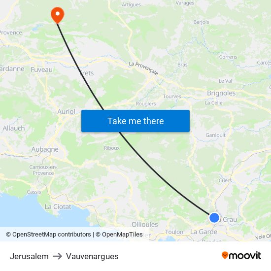 Jerusalem to Vauvenargues map