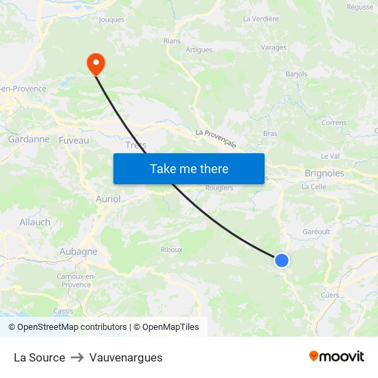 La Source to Vauvenargues map