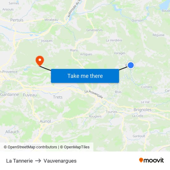 La Tannerie to Vauvenargues map