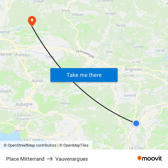 Place Mitterrand to Vauvenargues map