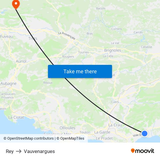 Rey to Vauvenargues map