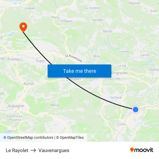 Le Rayolet to Vauvenargues map