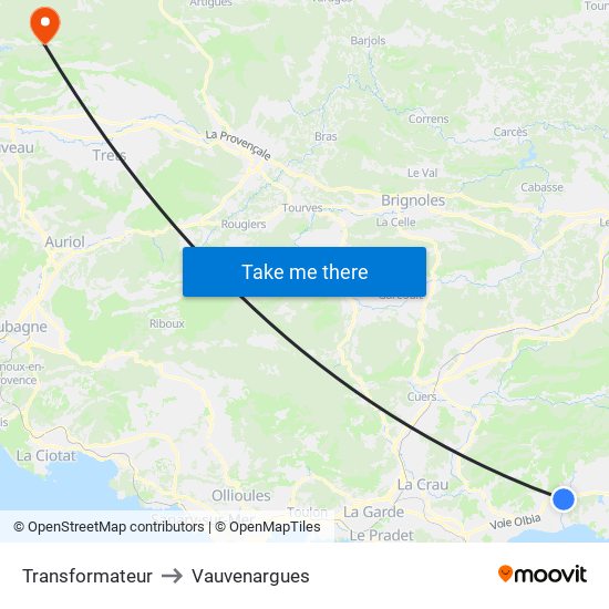 Transformateur to Vauvenargues map