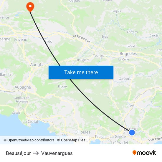 Beauséjour to Vauvenargues map