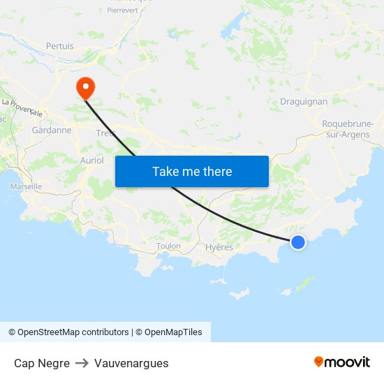 Cap Negre to Vauvenargues map