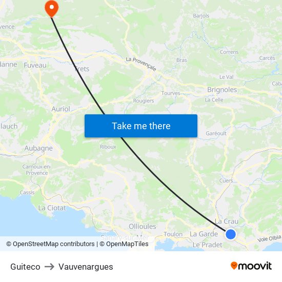 Guiteco to Vauvenargues map