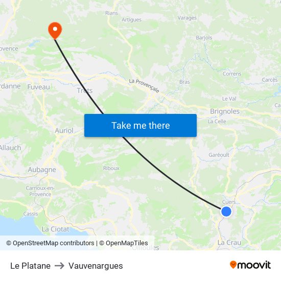 Le Platane to Vauvenargues map