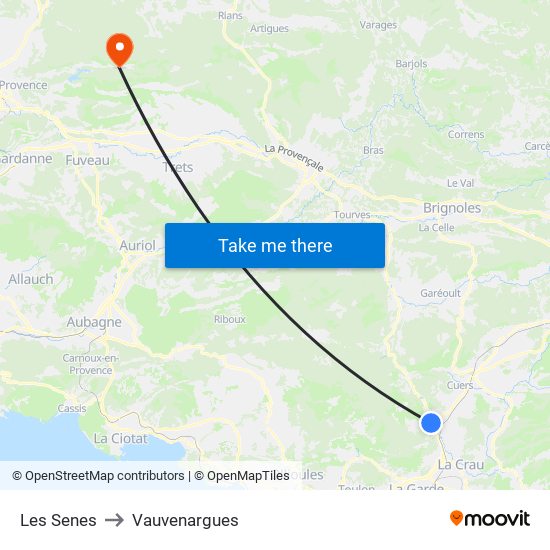 Les Senes to Vauvenargues map
