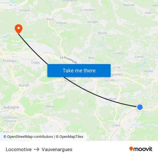 Locomotive to Vauvenargues map