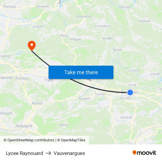 Lycee Raynouard (Parking) to Vauvenargues map