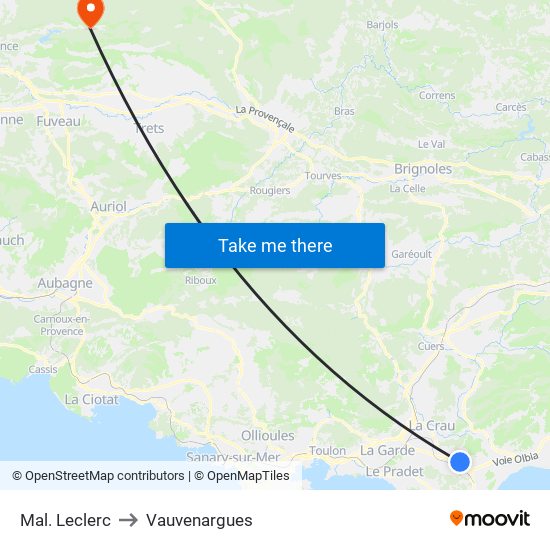 Mal. Leclerc to Vauvenargues map