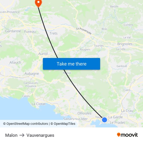 Malon to Vauvenargues map