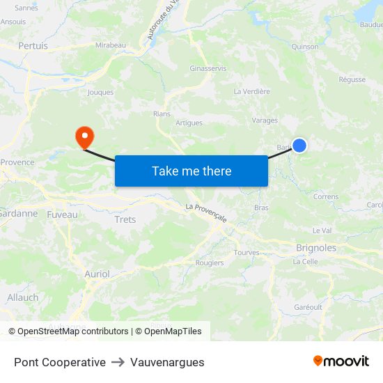 Pont Cooperative to Vauvenargues map