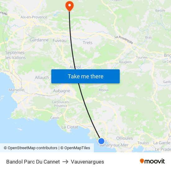 Bandol Parc Du Cannet to Vauvenargues map