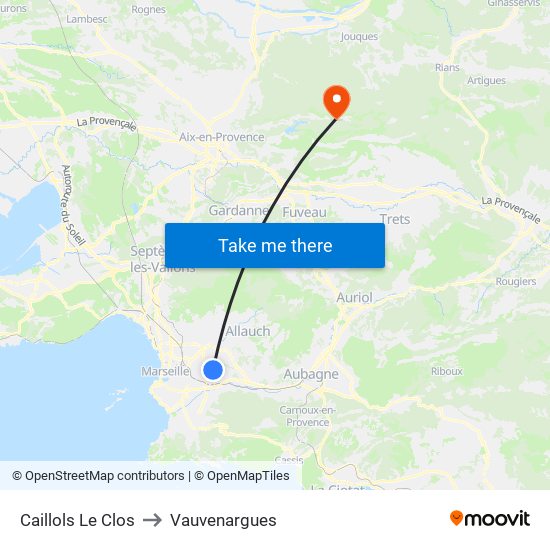 Caillols Le Clos to Vauvenargues map