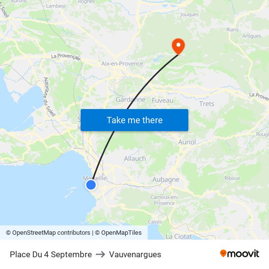 Place Du 4 Septembre to Vauvenargues map