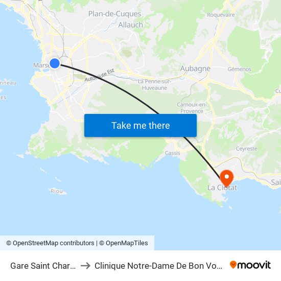 Gare Saint Charles to Clinique Notre-Dame De Bon Voyage map