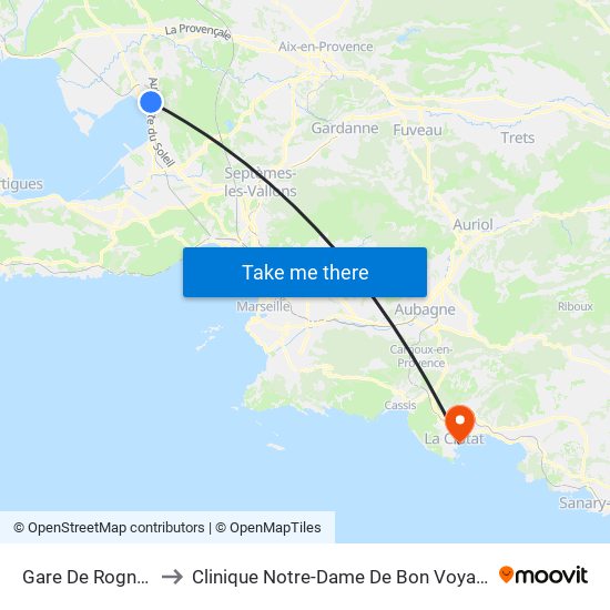 Gare De Rognac to Clinique Notre-Dame De Bon Voyage map
