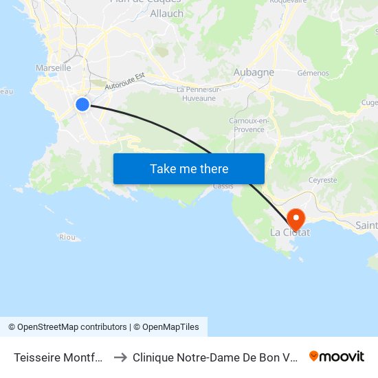 Teisseire Montfuron to Clinique Notre-Dame De Bon Voyage map