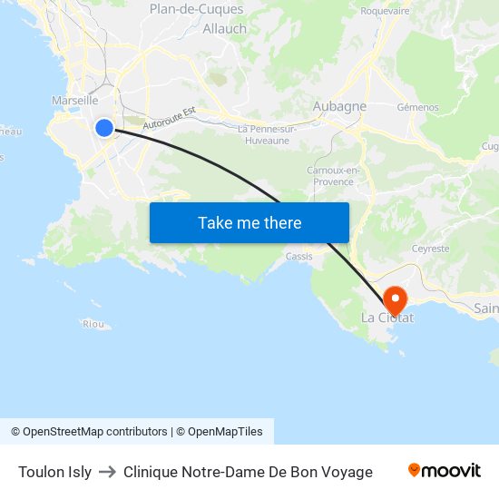 Toulon Isly to Clinique Notre-Dame De Bon Voyage map