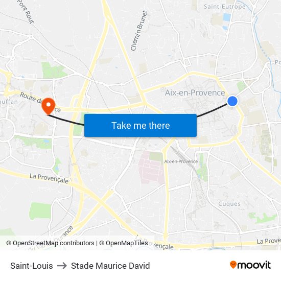 Saint-Louis to Stade Maurice David map