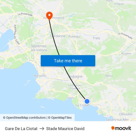 Gare De La Ciotat to Stade Maurice David map