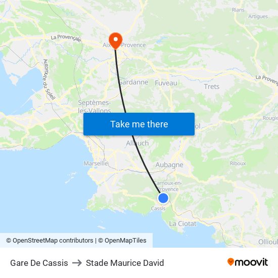 Gare De Cassis to Stade Maurice David map