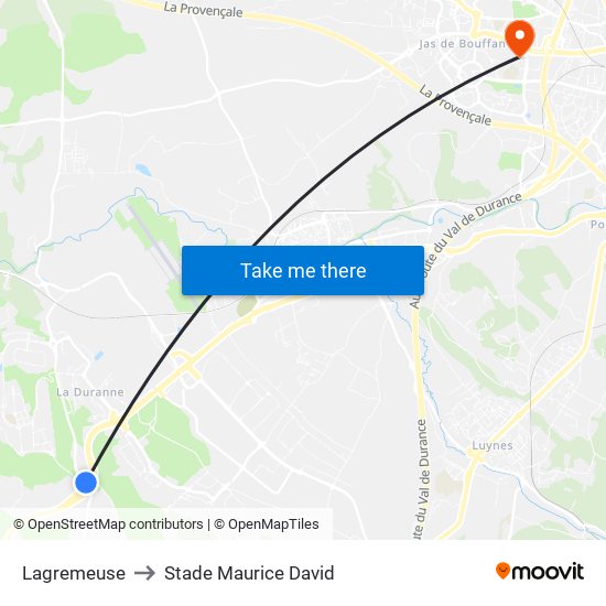 Lagremeuse to Stade Maurice David map