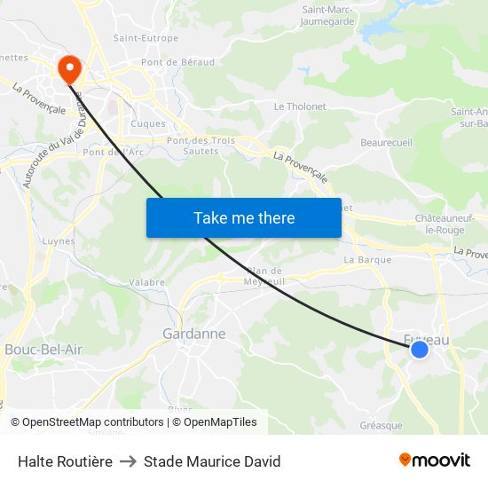 Halte Routière to Stade Maurice David map