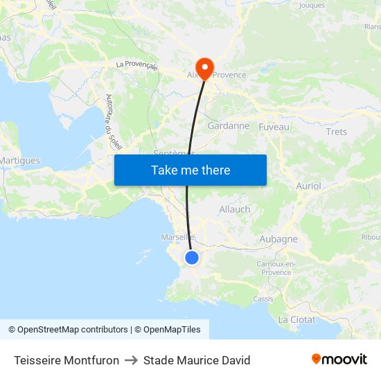 Teisseire Montfuron to Stade Maurice David map