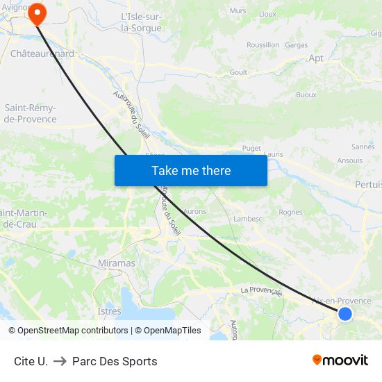 Cite  U. to Parc Des Sports map