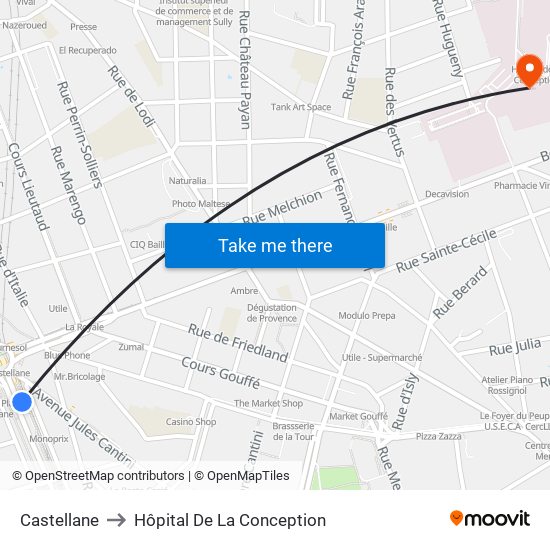 Castellane to Hôpital De La Conception map