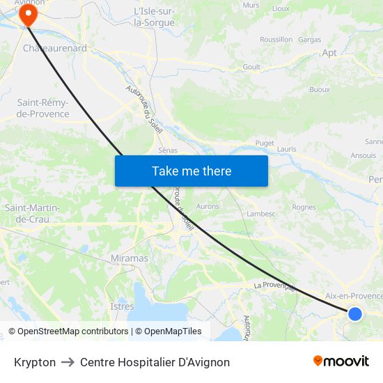 Krypton to Centre Hospitalier D'Avignon map